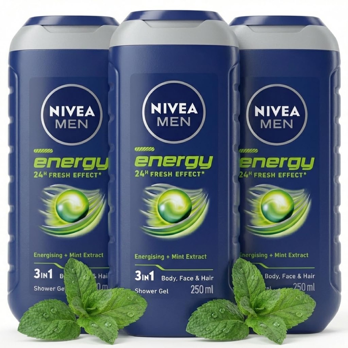 NIVEA MEN Energy Shower Gel 250ml, Pack of 3