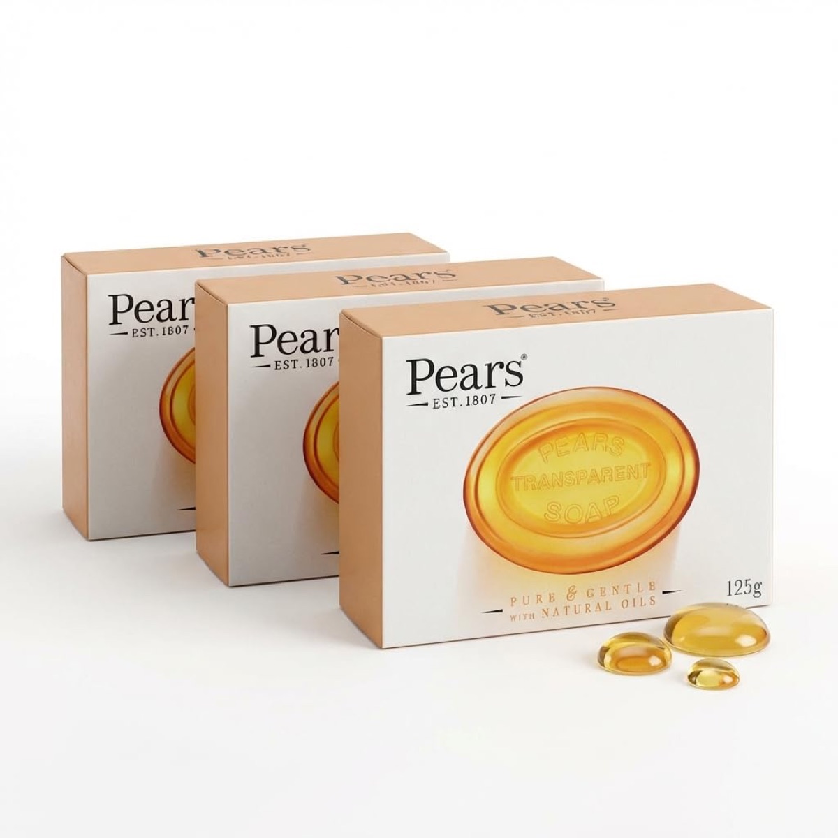 Pears Transparent Soap, Original Amber, 125g, Pack of 3