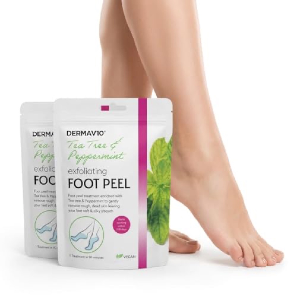 Derma V10 Foot Peel Mask with Tea Tree, Pack of 2