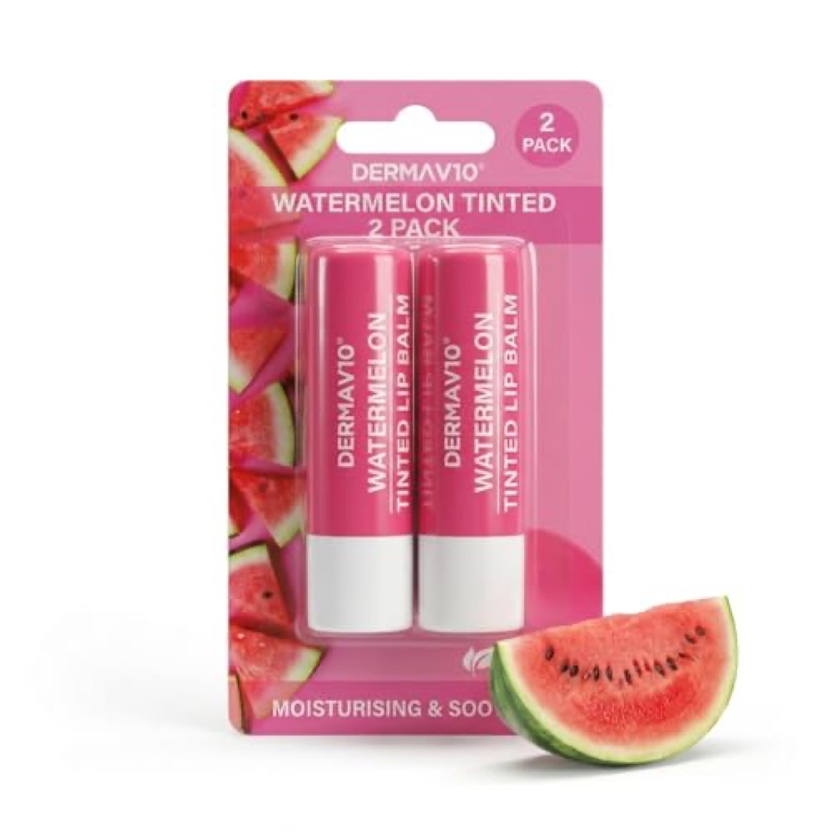 Derma V10 Tinted Lip Balm, Watermelon, Pack of 2
