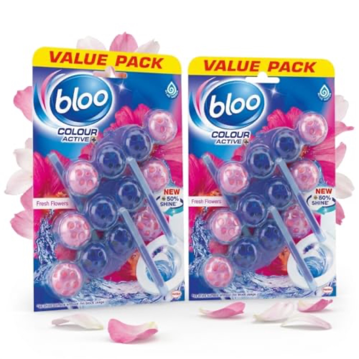Bloo Power Active Toilet Rim Block, Fresh Flowers, Pack of 2