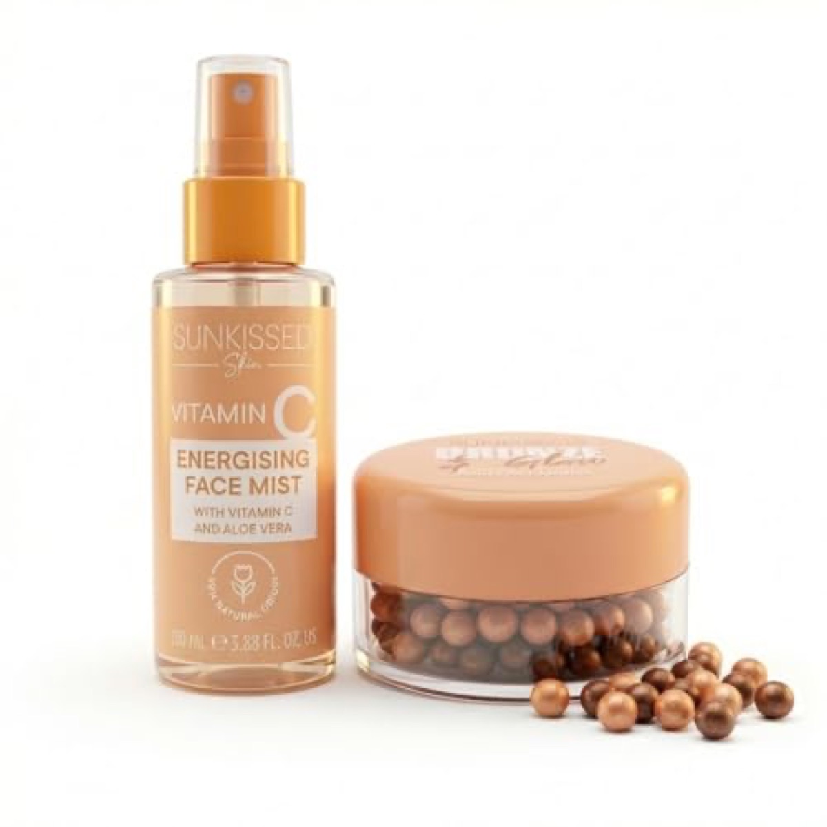 Sunkissed Bronze & Glow Duo Gift Set: Bronzing Pearls 45g & Vitamin C Face Mist 100ml