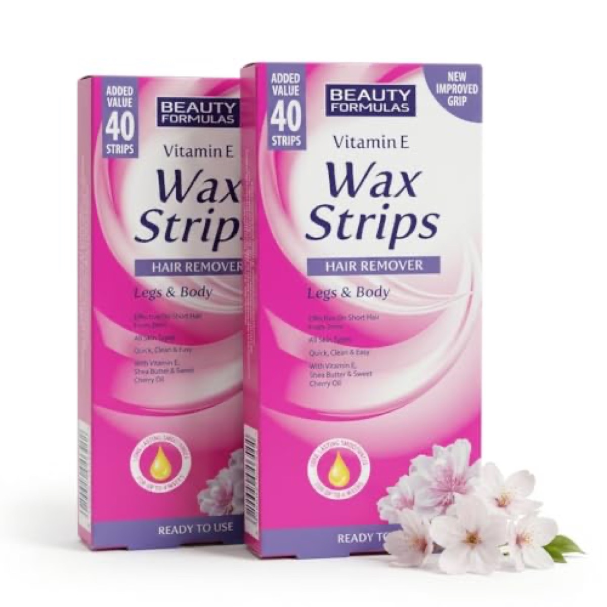 Beauty Formulas Vitamin E Wax Strips for Legs & Body, 80 Strips (2 × 40)